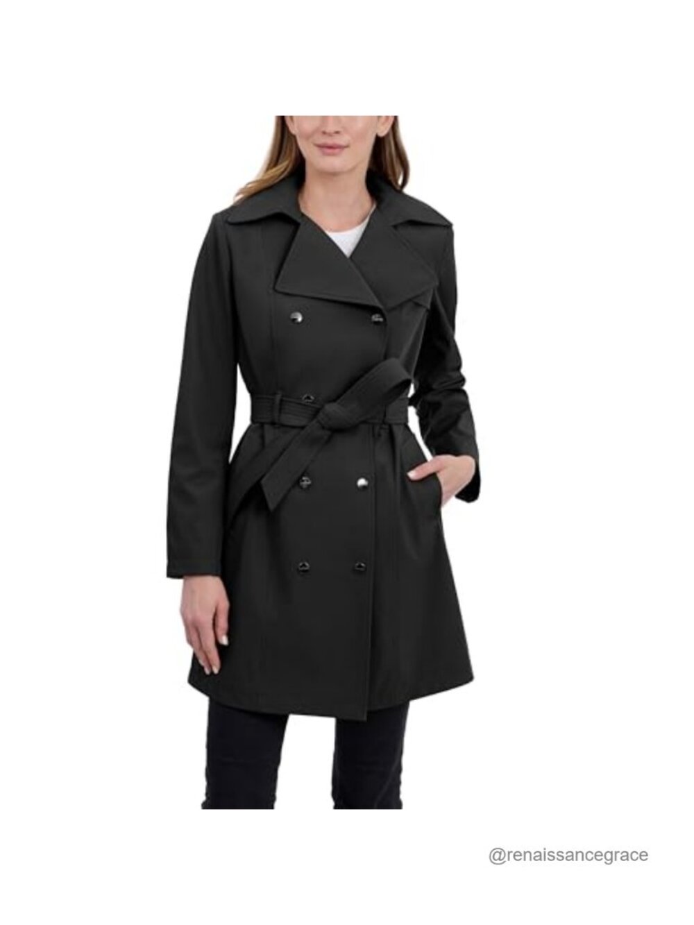 Calvin Klein Women's Double Breasted Trench Coat with Detachable Hood and Belt